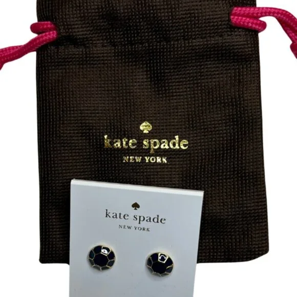 Kate Spade Women's Button stud Earrings Navy new with tags - Picture 3 of 6